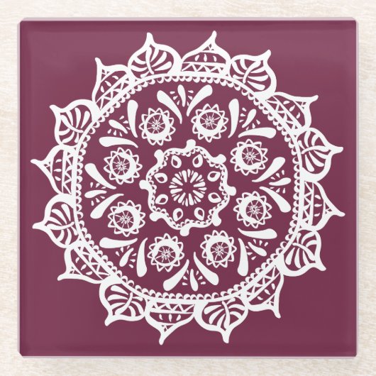 Mulberry Mandala Glasuntersetzer (Vorderseite)