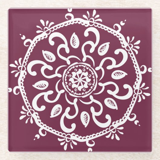 Mulberry Mandala Glasuntersetzer (Vorderseite)