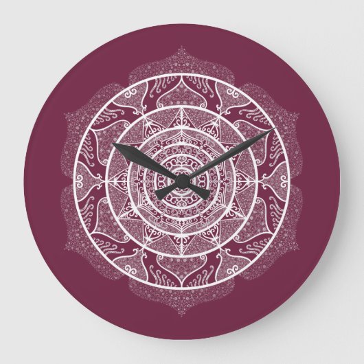 Mulberry Mandala Große Wanduhr (Vorderseite)