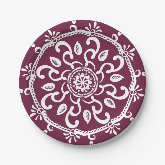 Mulberry Mandala Pappteller (Vorderseite)