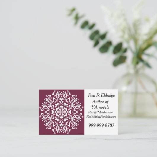 Mulberry Mandala Visitenkarte (Stehend Vorderseite)