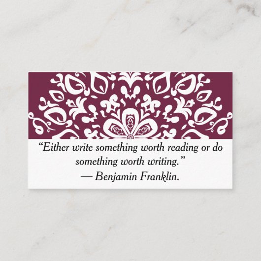 Mulberry Mandala Visitenkarte (Rückseite)