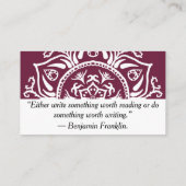 Mulberry Mandala Visitenkarte (Rückseite)