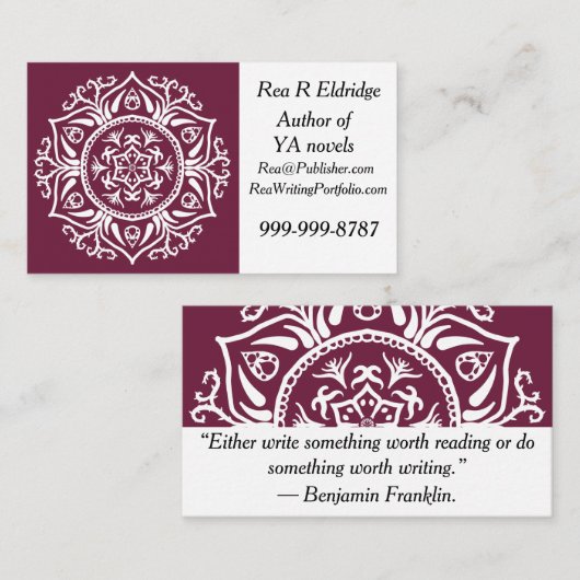 Mulberry Mandala Visitenkarte (Vorne/Hinten)