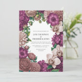 Mulberry, Mauve Clay & Soft Fig Wedding Invitation Einladung (Stehend Vorderseite)