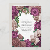 Mulberry, Mauve Clay & Soft Fig Wedding Invitation Einladung (Vorne/Hinten)