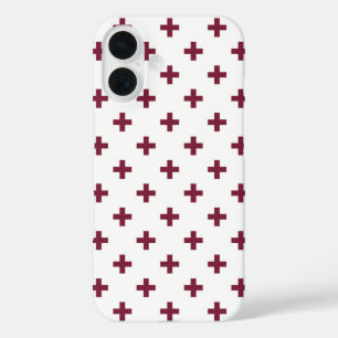 Mulberry-Polka-Kreuze auf weiß iPhone 16 Hülle