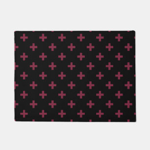 Mulberry-Polka kreuzt schwarz Fußmatte