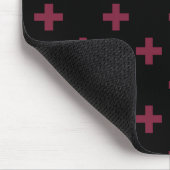 Mulberry-Polka kreuzt schwarz Mousepad (Ecke)