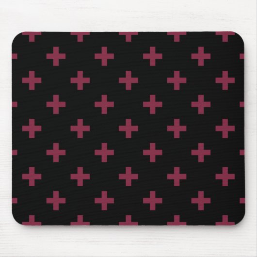 Mulberry-Polka kreuzt schwarz Mousepad (Vorne)