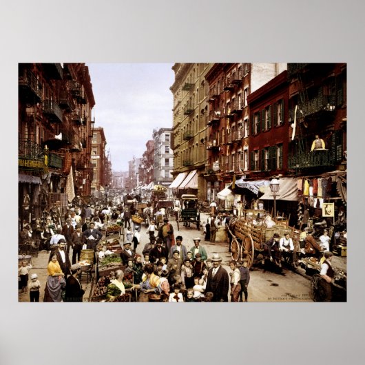 Mulberry Street, New York City, NY 1900 Poster (Vorne)
