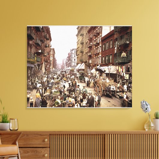 Mulberry Street NYC 1900 Farbgeätzte Leinwand (Insitu (Wohnzimmer))