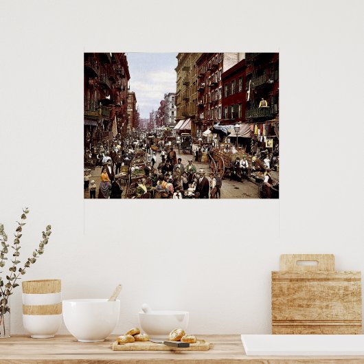 Mulberry Street NYC circa 1900 Canvas Print Poster (Küche)