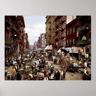 Mulberry Street NYC circa 1900 Canvas Print Poster