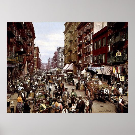 Mulberry Street NYC circa 1900 Canvas Print Poster (Vorne)