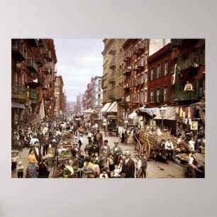 Mulberry Street um 1900 USA - Vintage New York Poster