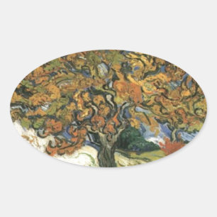 Mulberry Tree von van Gogh Ovaler Aufkleber