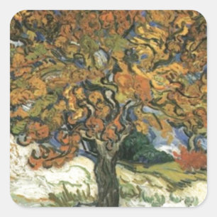 Mulberry Tree von van Gogh Quadratischer Aufkleber