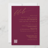 Mulberry und Gold Elegante Hochzeit Einladung (Rückseite)