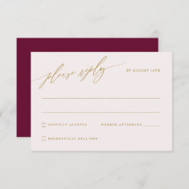 Mulberry Wine and Gold RSVP Karte
