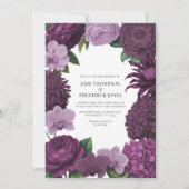 Mulberry Wine, Deep Fig & Dusty Lavender Wedding Einladung (Vorderseite)