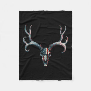 Mule Dee Jagd - Amerikanische Flagge auf Buck Skul Fleecedecke