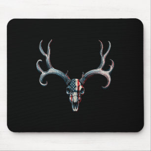 Mule Dee Jagd - Amerikanische Flagge auf Buck Skul Mousepad