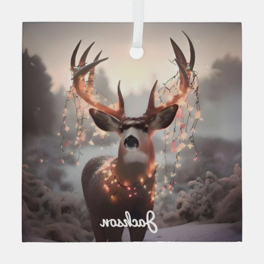 Mule Dee und Weihnachtslicht Ornament Aus Glas (Rückseite)