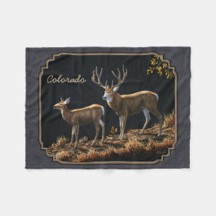 Mule Deer Buck and Doe Gray Custom Fleecedecke
