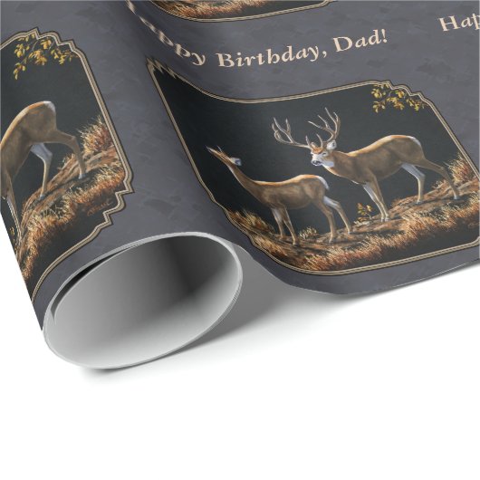 Mule Deer Buck and Doe Gray Custom Geschenkpapier (Rolleneckpunkt)