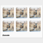 Mule Deer Buck and Doe Quadratischer Aufkleber (Blatt)