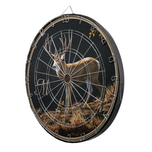 Mule Deer Buck Autumn Trophers Antlers Monogram Dartscheibe (Vorderseite rechts)