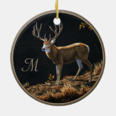 Mule Deer Buck Autumn Trophers Antlers Monogram Keramik Ornament (Hinten)