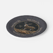 Mule Deer Buck Charcoal Gray Monogram Pappteller (Schrägansicht)
