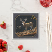 Mule Deer Buck Charcoal Gray Monogram Serviette (Beispiel)