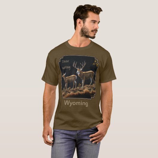 Mule Deer Buck & Doe Jagd Wyoming T-Shirt (Vorne ganz)