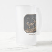 Mule Deer Buck & Doe Monogram Mattglas Bierglas (VorderseiteRechts)