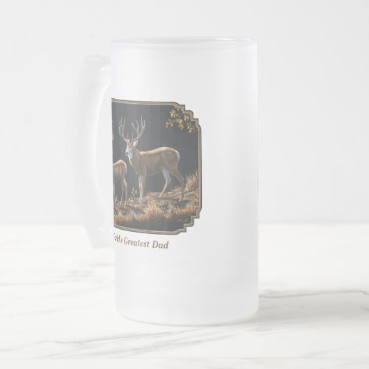 Mule Deer Buck & Doe Monogram Mattglas Bierglas (Vorderseite Links)