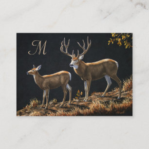 Mule Deer Buck & Doe Monogram Visitenkarte
