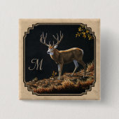 Mule Deer Buck Tan Monogram Button (Vorderseite)