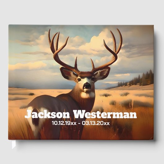 Mule Deer Buck zum Prairie-Gedenkmal Gästebuch (Vorderseite)