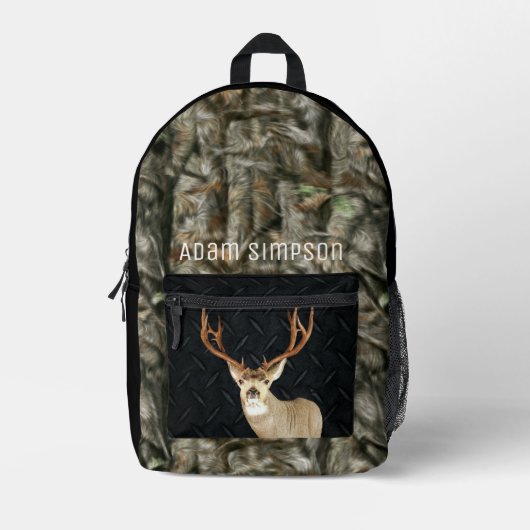 Mule Deer Camouflage Jagd Coole Antler Bedruckter Rucksack (Vorderseite)