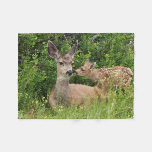 Mule Deer Doe with Fawn Fleecedecke (Vorderseite (Horizontal))