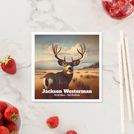 Mule Deer on Prairie Memorial Serviette (Beispiel)