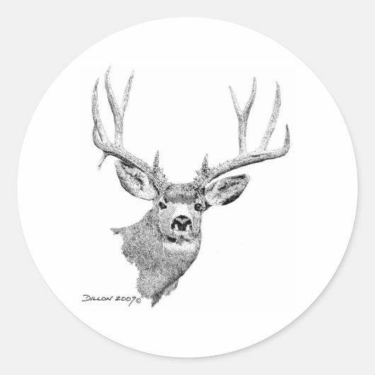 Mule Deer Runder Aufkleber (Vorderseite)
