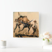 "Mule" Western Art von Will James Quadratische Wanduhr (Zuhause)