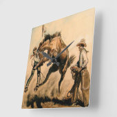 "Mule" Western Art von Will James Quadratische Wanduhr (Winkel)