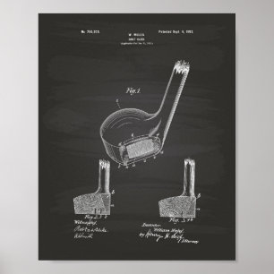 Mules Golf Club 1902 Patent Art - Schultafel Poster