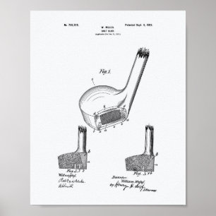 Mules Golf Club 1902 Patent Art - Weißes Papier Poster