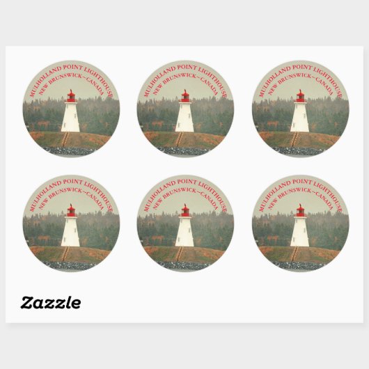 Mulholland Point Lighthouse, NB Round Stickers (Blatt)